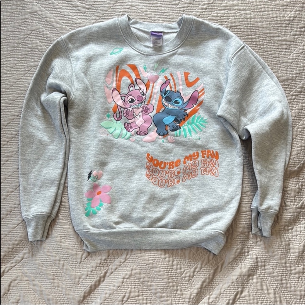 Disney Gray Sweatshirt with Stitch and Angel Design, sz XS